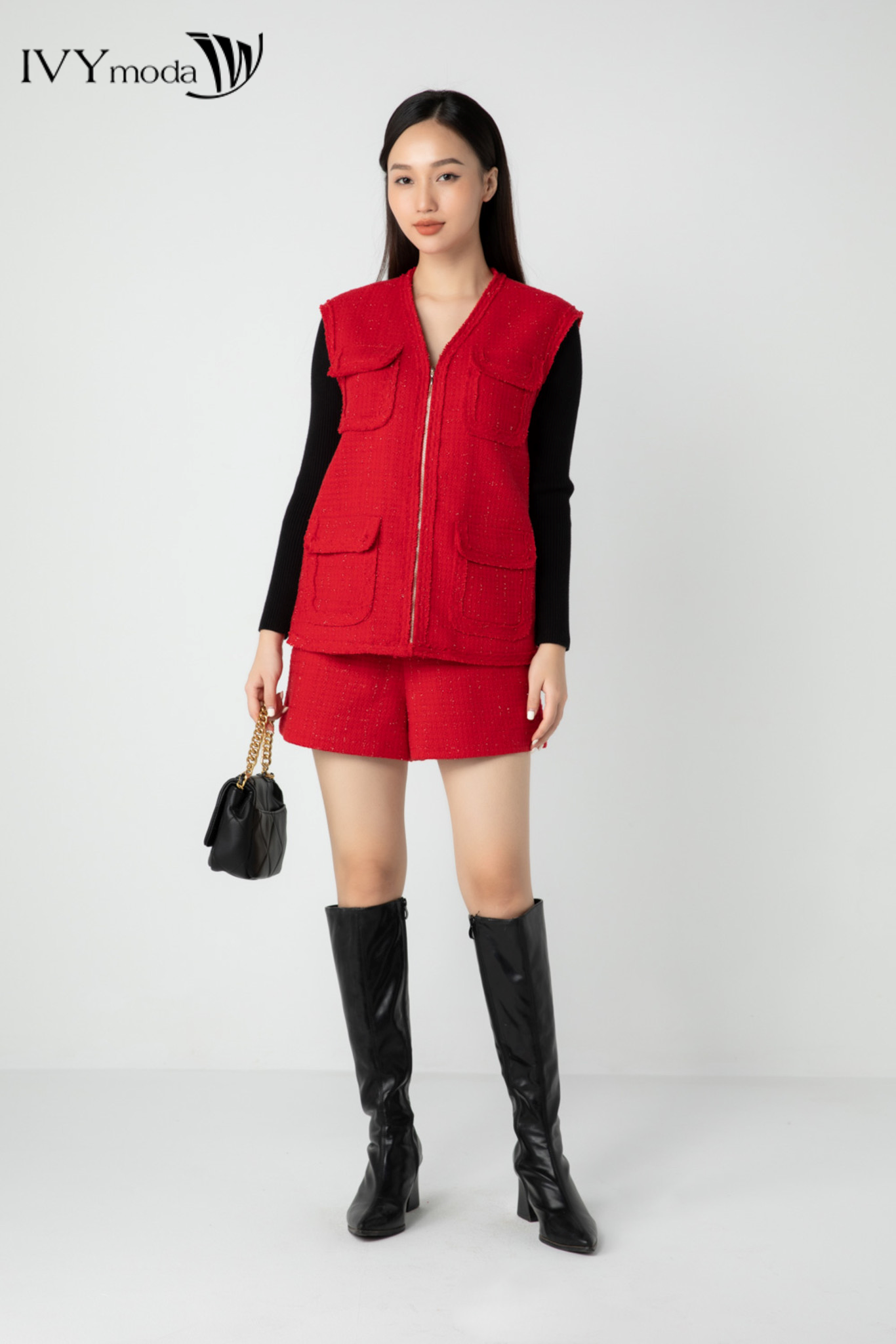Áo gile nữ dạ Tweed IVY moda MS 76T0093