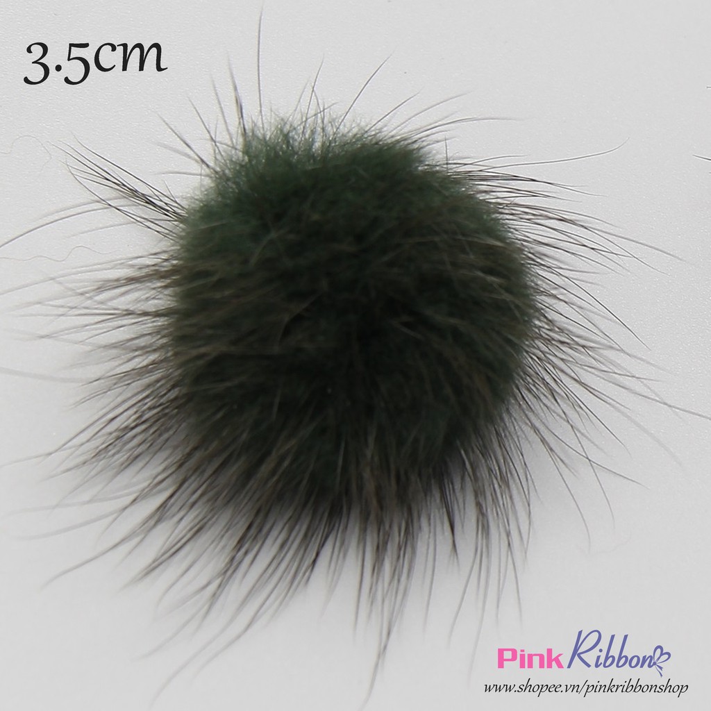 SET 2 CÁI - Lông thỏ tròn cỡ trung 3.5cm sợi dài