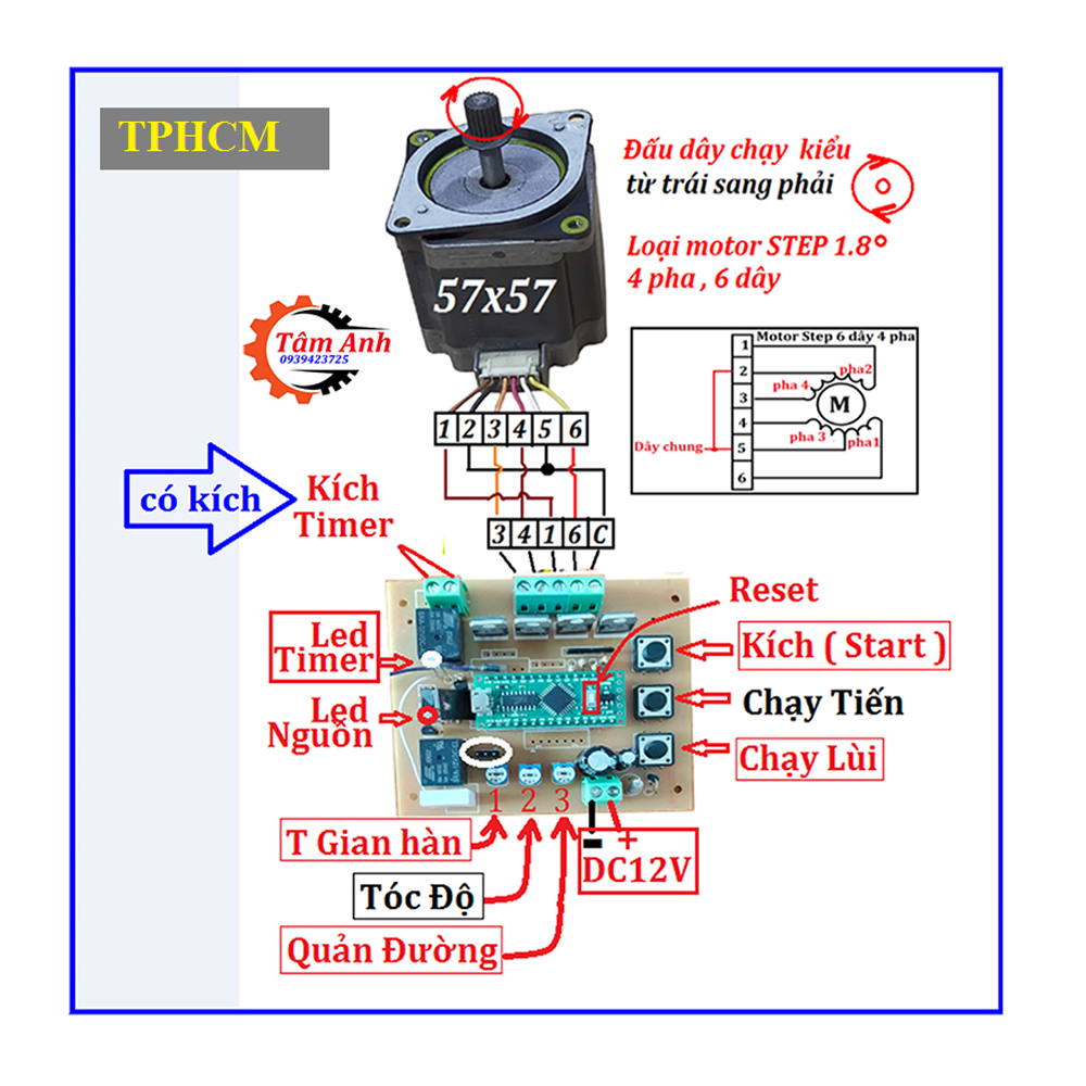 Mạch khiển motor bước có Driver ( code hàn pin )