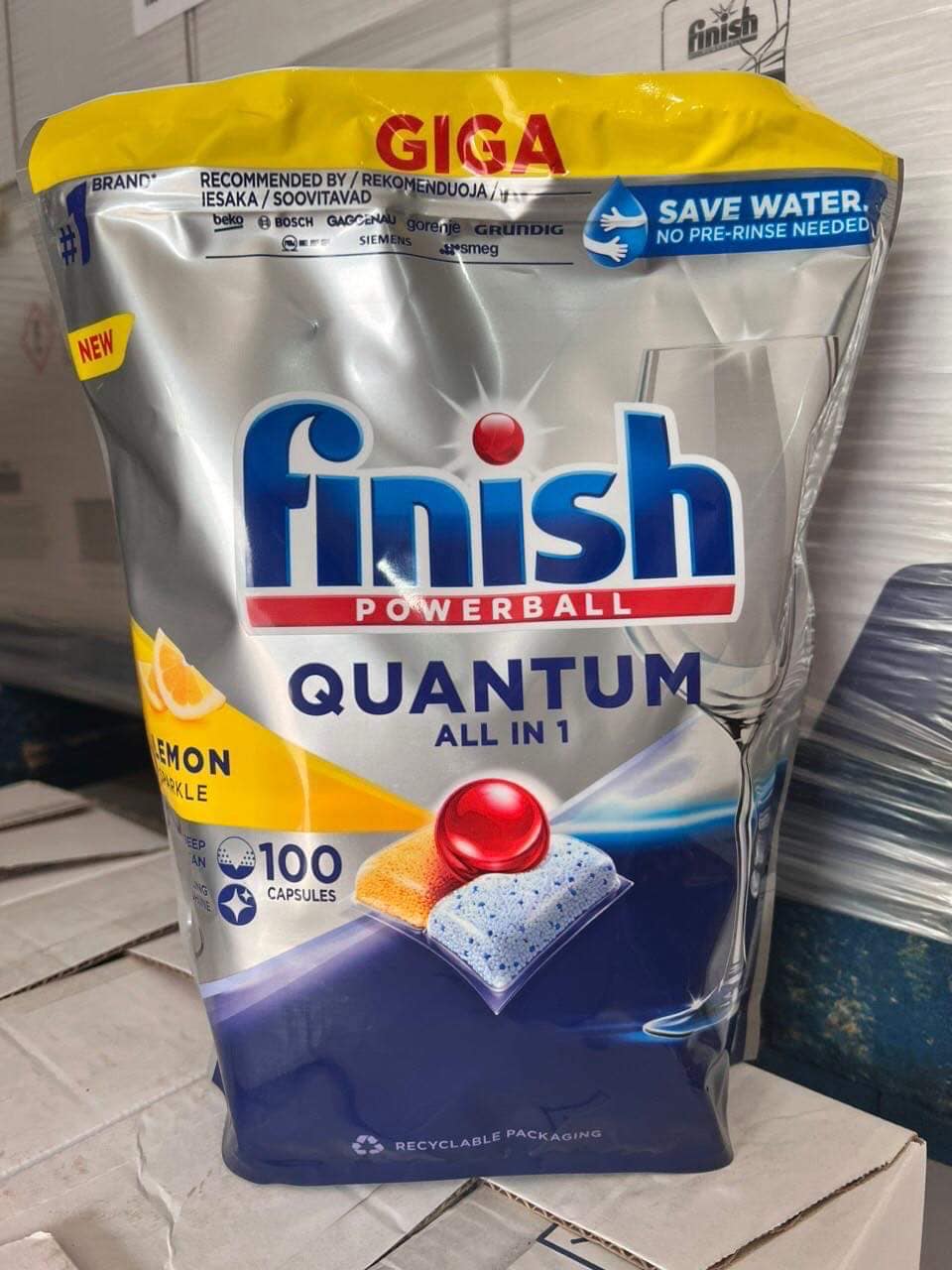 Viên rửa chén bát Finish Quantum cao cấp 100 viên + Tặng viên Finish dùng thử