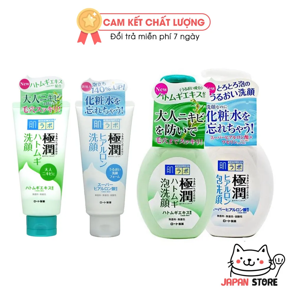Sữa rửa mặt HADA LABO Gokujyun Foaming Cleanser - SRM Nhật Hadalabo chai tạo bọt và tuýp dạng kem, dành cho mọi loại da, rửa sạch, dưỡng ẩm, ngừa mụn hiệu quả