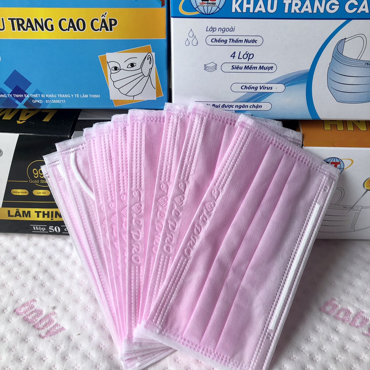 [HCM]Khẩu trang y tế loại 4 Lớp màu xanh lá đen trắng - Hộp 50 chiếc