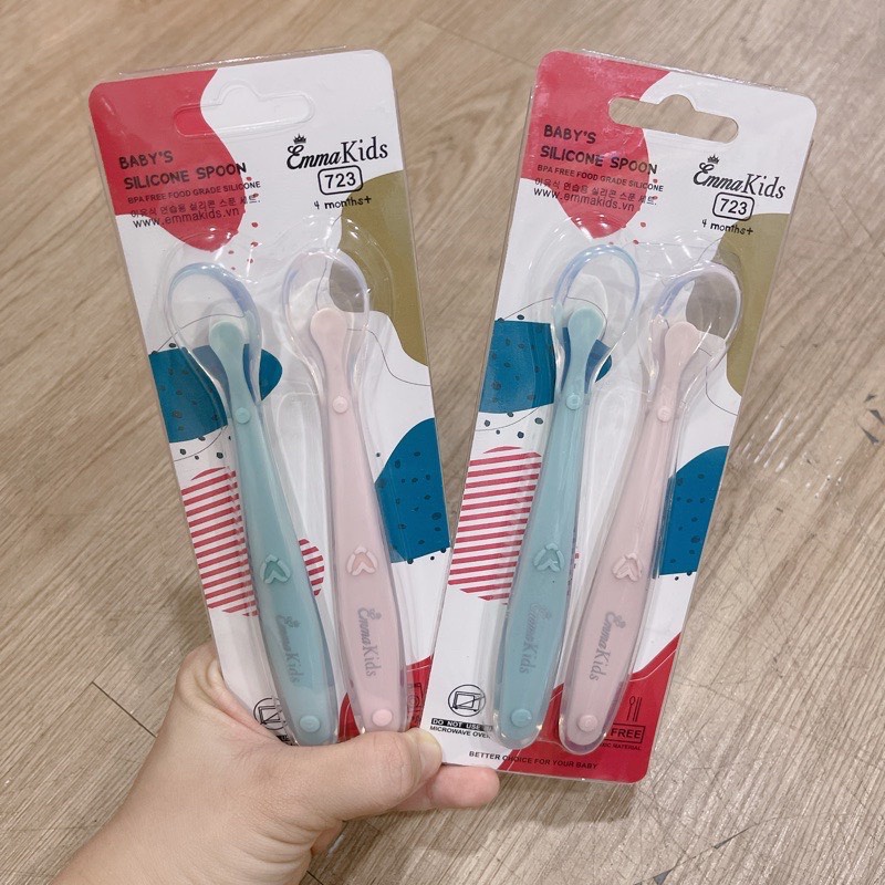 Sét 2 chiếc thìa ăn dặm silicon emma kids