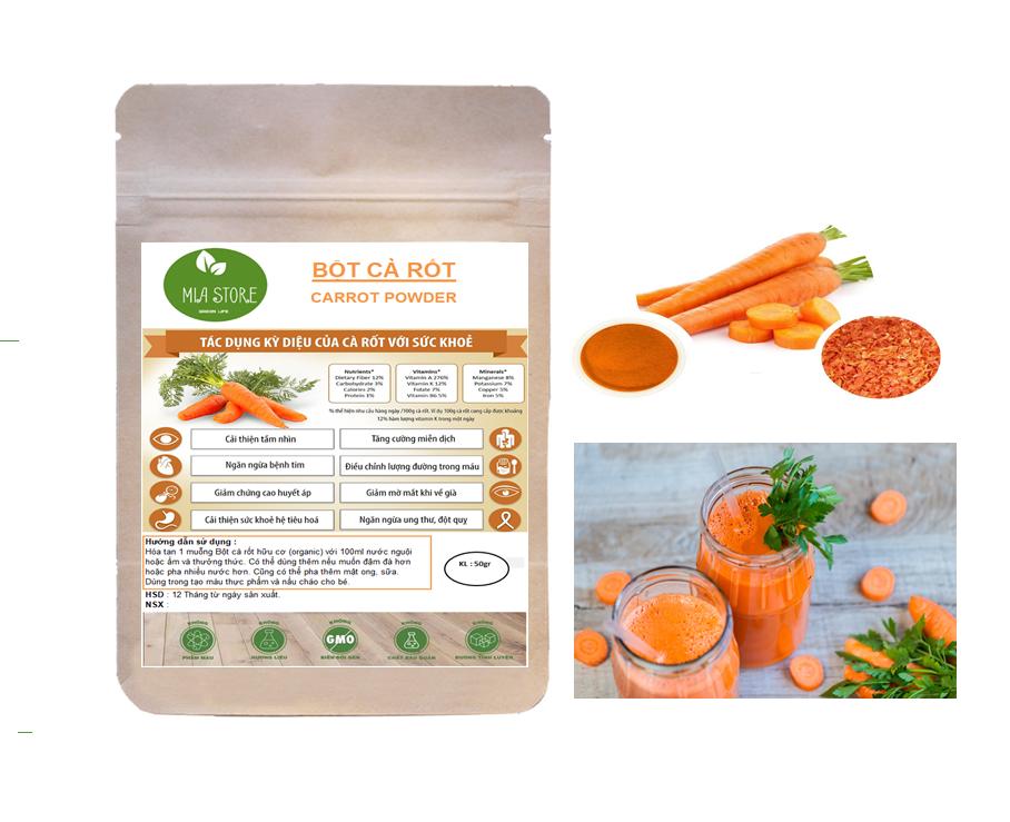 Bột cà rốt nguyên chất 100%- Thơm ngon  50gr