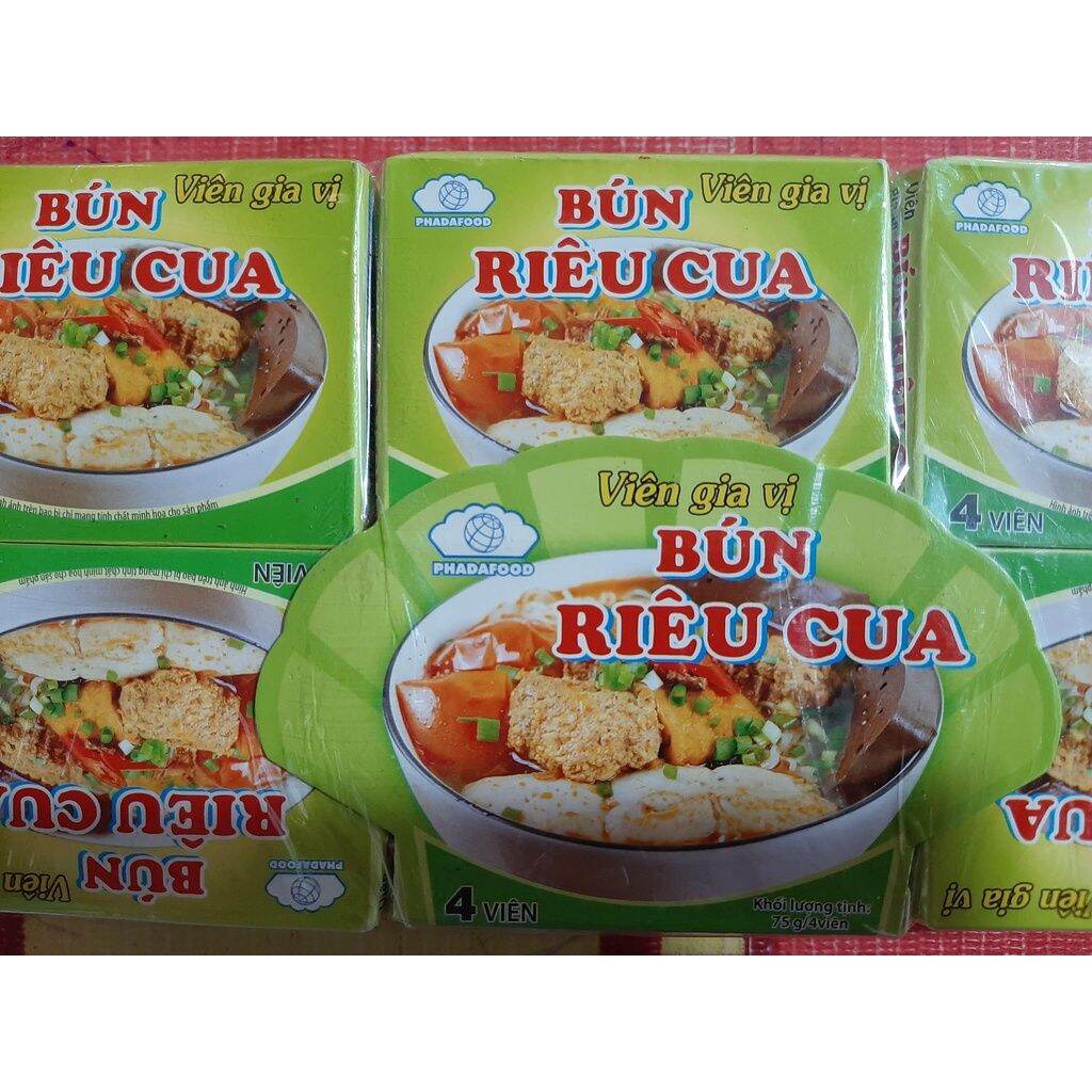 Lốc 12 hộp viên gia vị bún riêu cua.