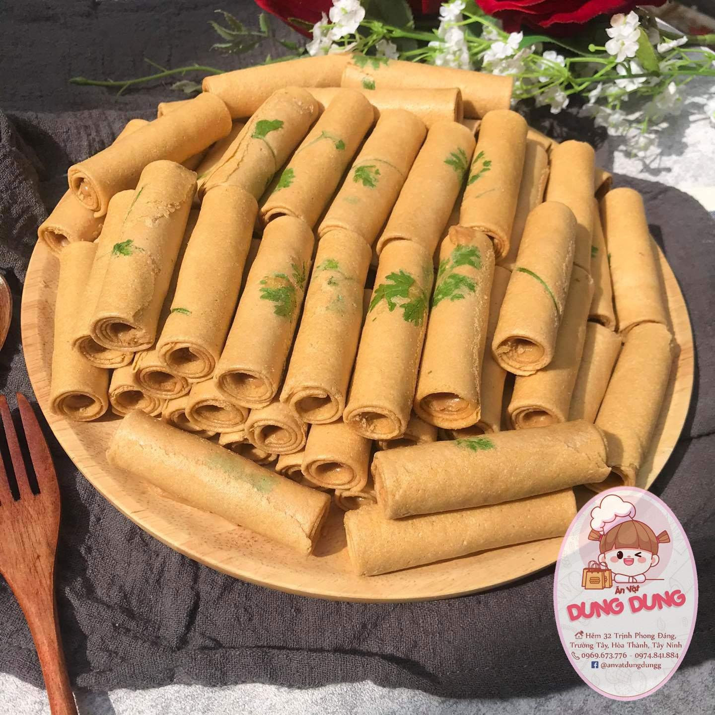 Bánh ống ngò nhân bơ đậu phộng hủ 400/500g/800g - đồ ăn vặt