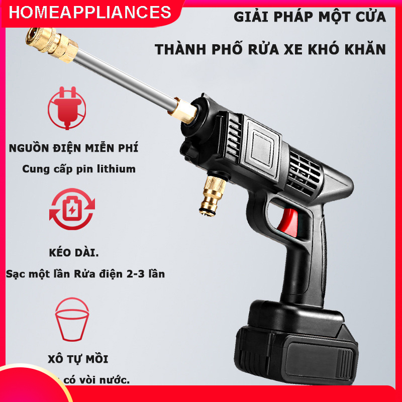 Máy rửa xe dùng pin mini, Máy xịt rửa tăng áp
