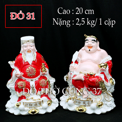 [ Cao 20 cm ] TƯỢNG THẦN TÀI - THỔ ĐỊA  MÀU ĐỎ MS 31 [ Bột đá + composite ]