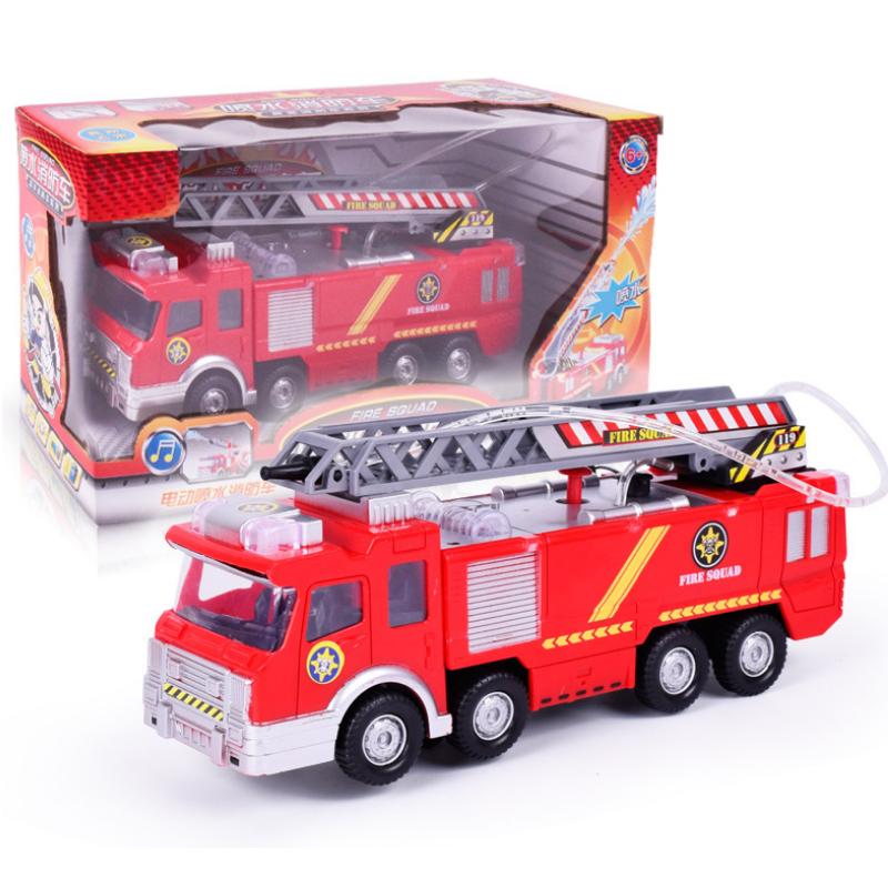 Xe cứu hỏa chạy pin AA có âm thanh và đèn mô hình bằng nhựa đồ chơi trẻ em