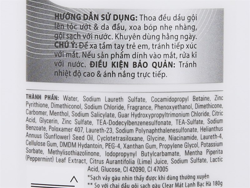 Dầu gội CLEAR bạc hà mát lạnh chai 170g