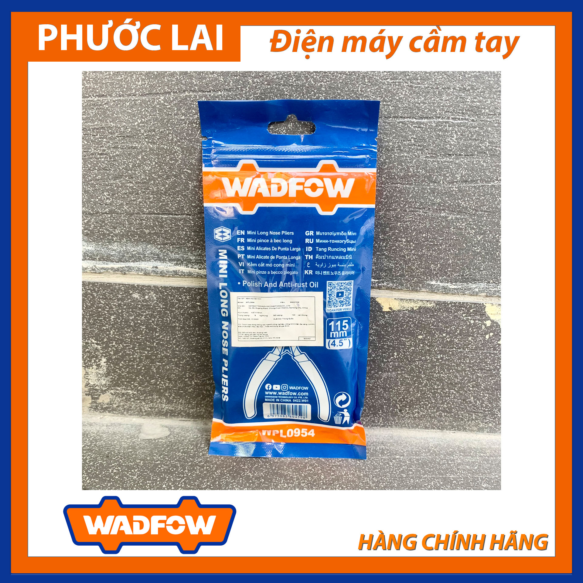 Kềm mũi dài mini 4.5" (Chính Hãng) WADFOW WPL0954 (Phước Lai PLC)