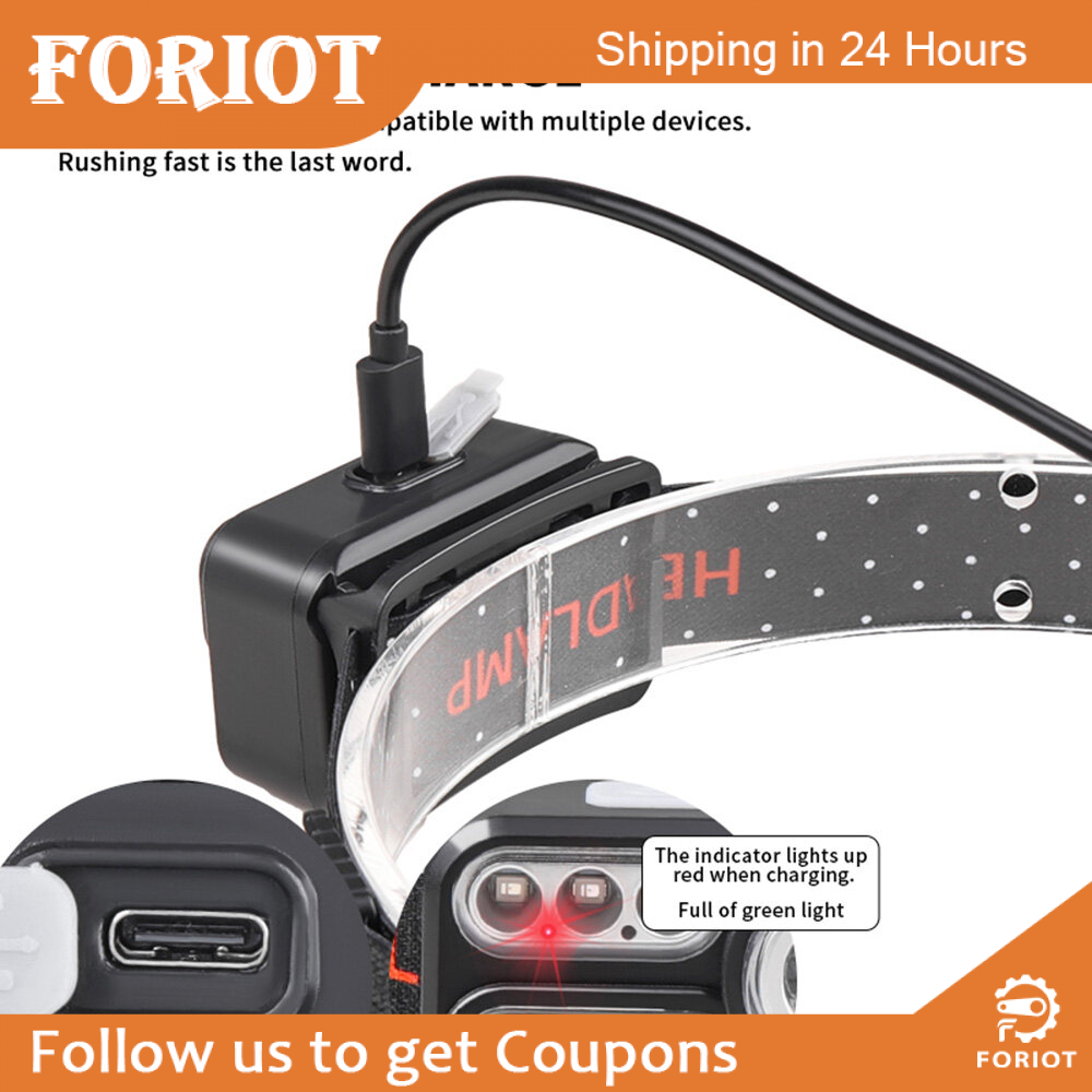 SHXZ diymore LED Head Torch Rechargeable Headlamp with 8 Lighting & Sensor Modes USB Fast Charging Headlight Miner's Lamp