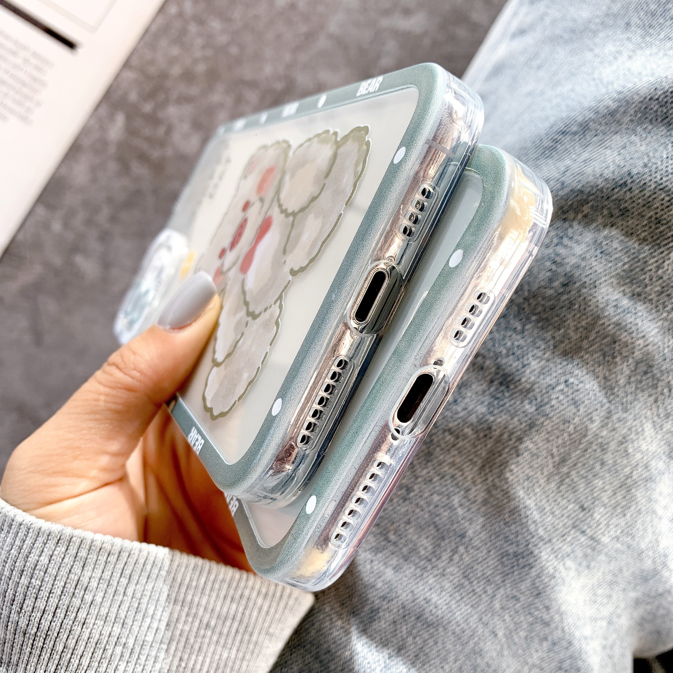 Ốp Lưng Silicon Chống Sốc Viền Nổi Happy Bear