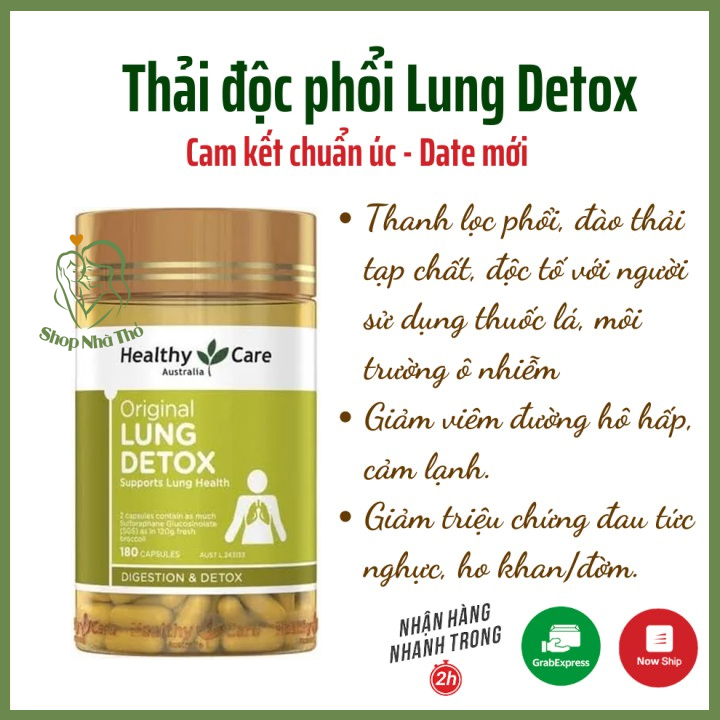 Viên giải độc phổi Úc - Viên thải độc phổi Healthy Care Original Lung Detox -180 viên