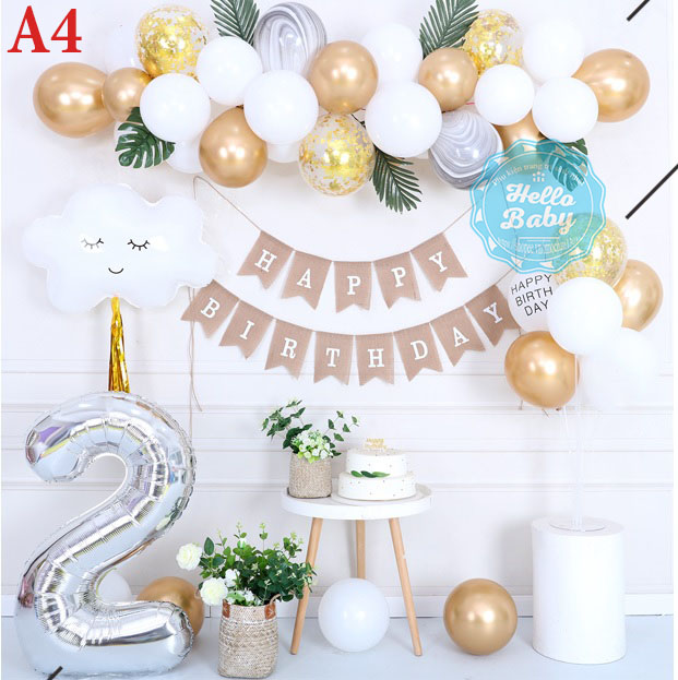 Set bóng sinh nhật phong cách Hàn Quốc (Bơm + Băng Keo)