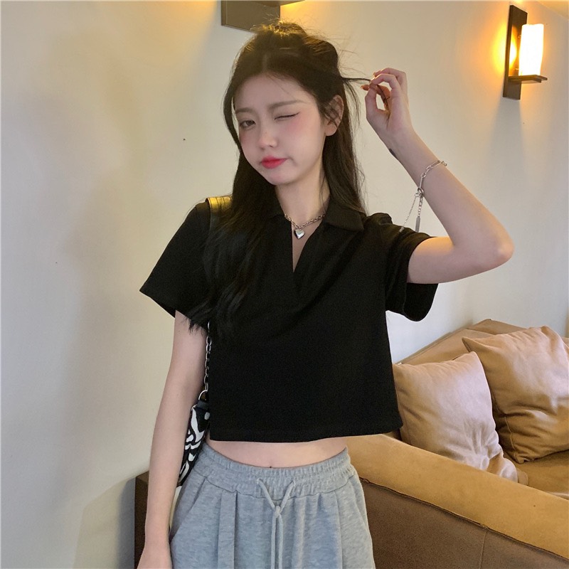 Áo polo nữ áo phông nữ cổ bẻ dáng croptop trẻ trung nhật linh - a315