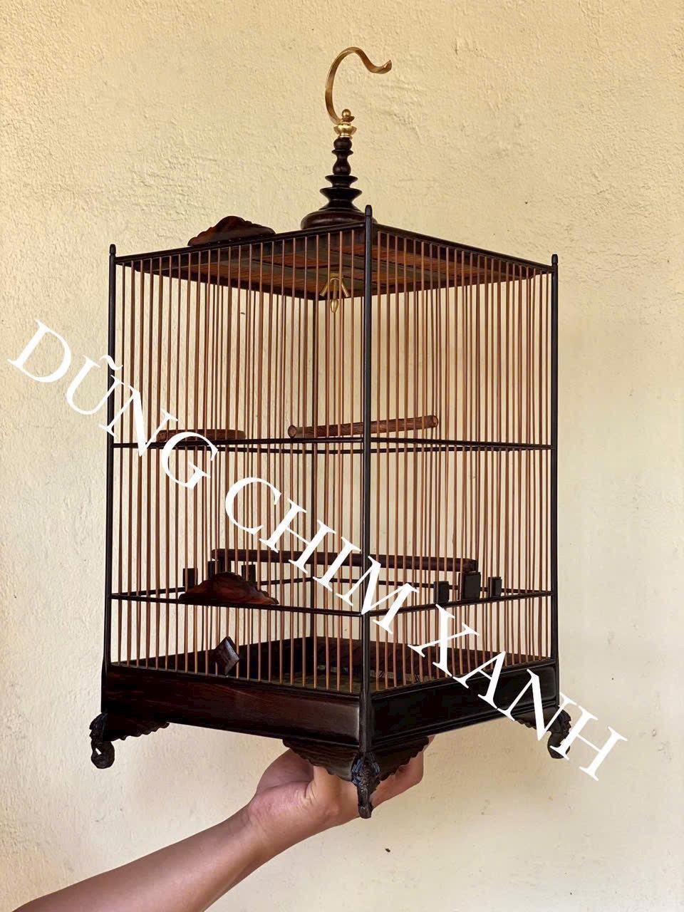 Lồng chim hút mật gỗ mun vân