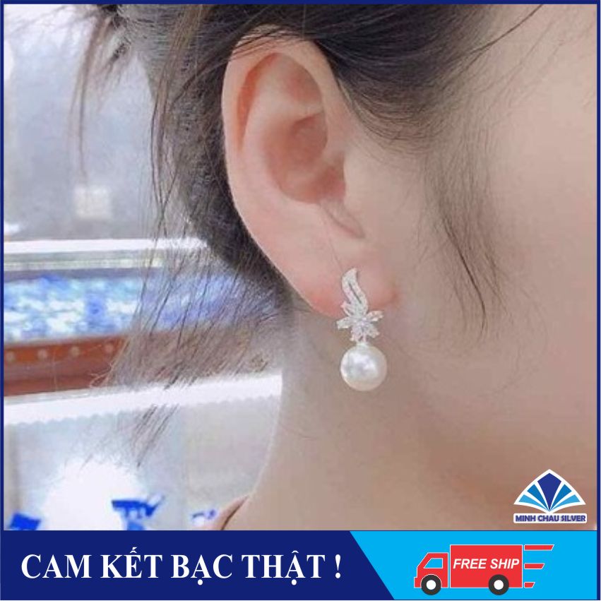 Bông tai bạc gắn đá siêu sang