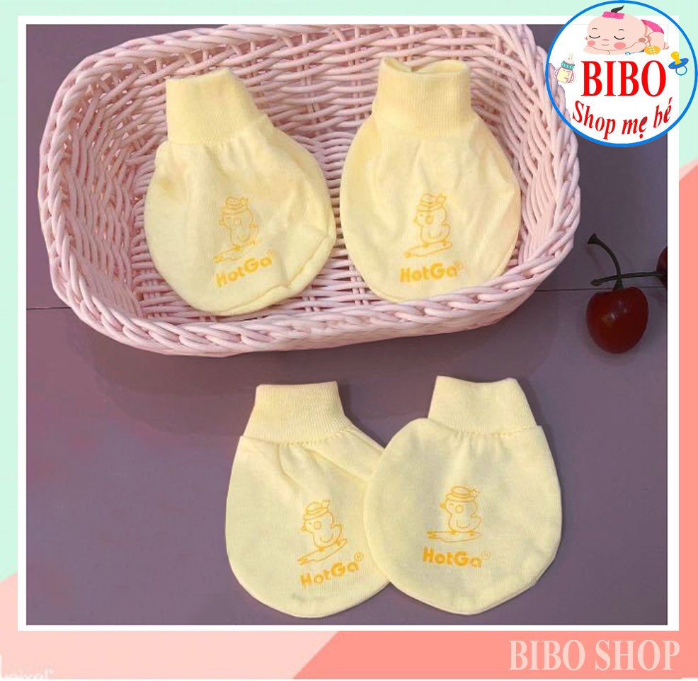 hotga Set Bao Tay Bao Chân Thun Cho Bé Sơ Sinh 100% Cotton (1 Đôi Bao Tay + 1 Đôi Bao Chân)