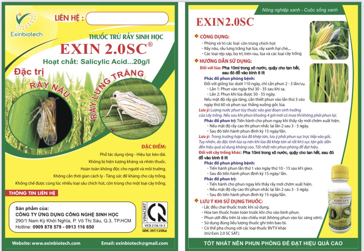 THUỐC TRỪ RẦY SINH HỌC EXIN 2.0 SC