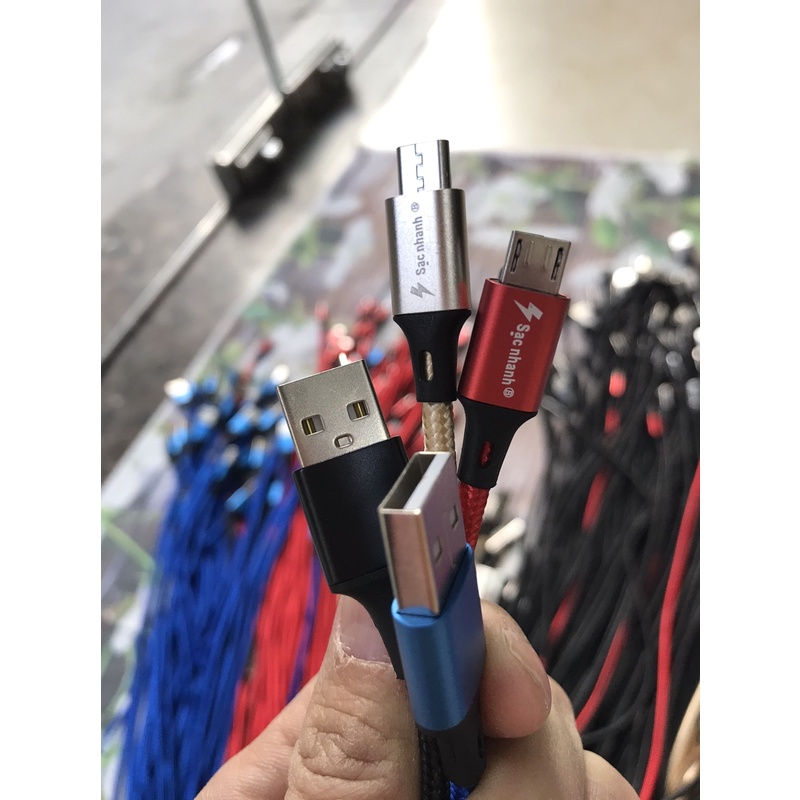 CAP01 - Cáp dù sạc nhanh 2A dài 2m Chân IPhone, micro, type