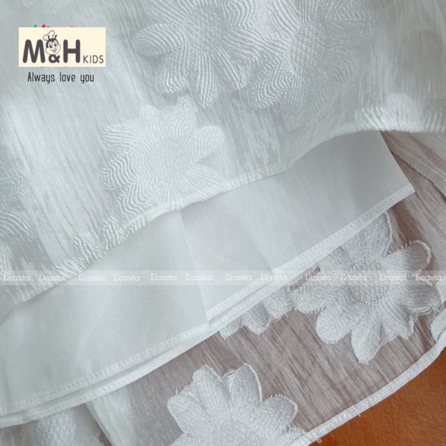 (10-26kg) Đầm trắng công chúa tay phồng cho bé gái