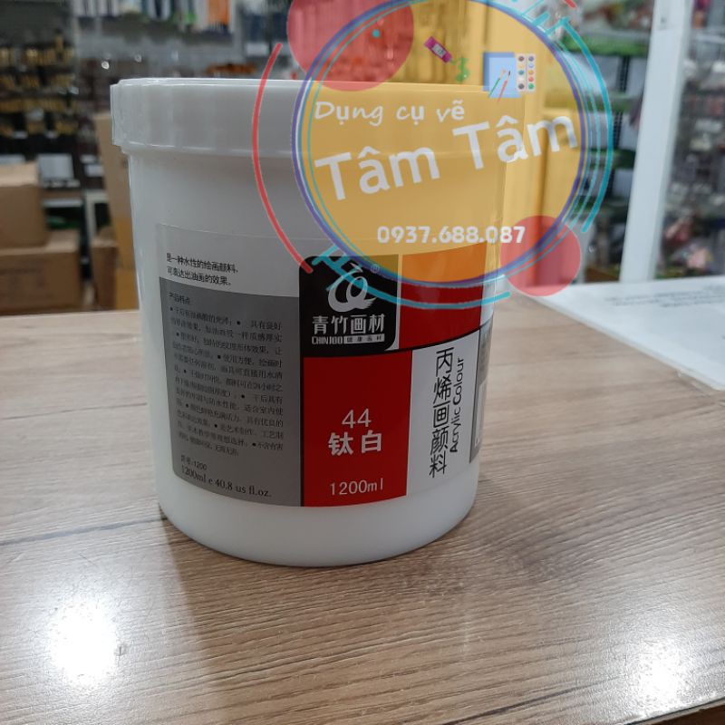 Màu Acrylic Chinjoo hủ trắng 1200ml, Màu Acrylic vẽ tranh tường-Dụng cụ vẽ Tâm Tâm