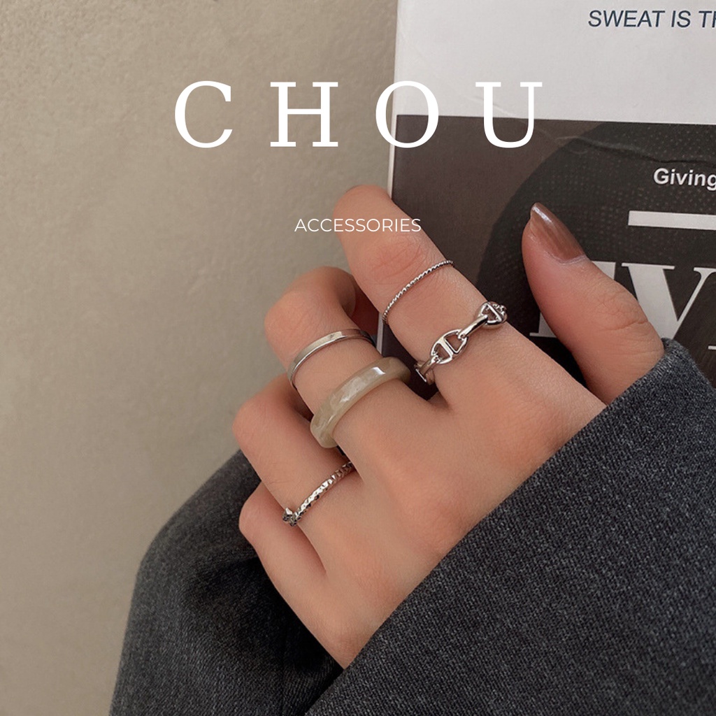 Set 5 nhẫn phối màu be | chou accessories |