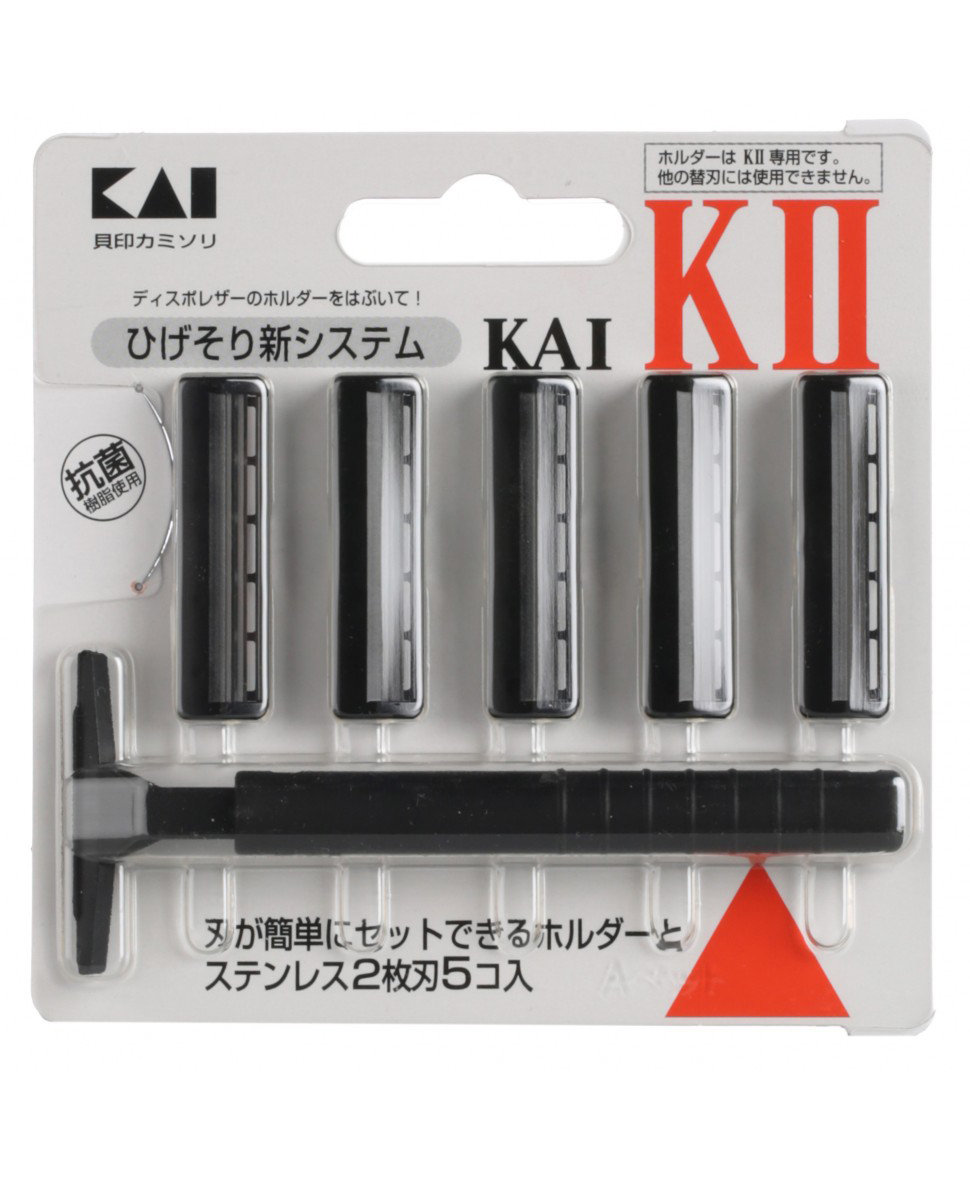Set dao cạo râu 2 lưỡi kép KAI (1 thân, 5 lưỡi)