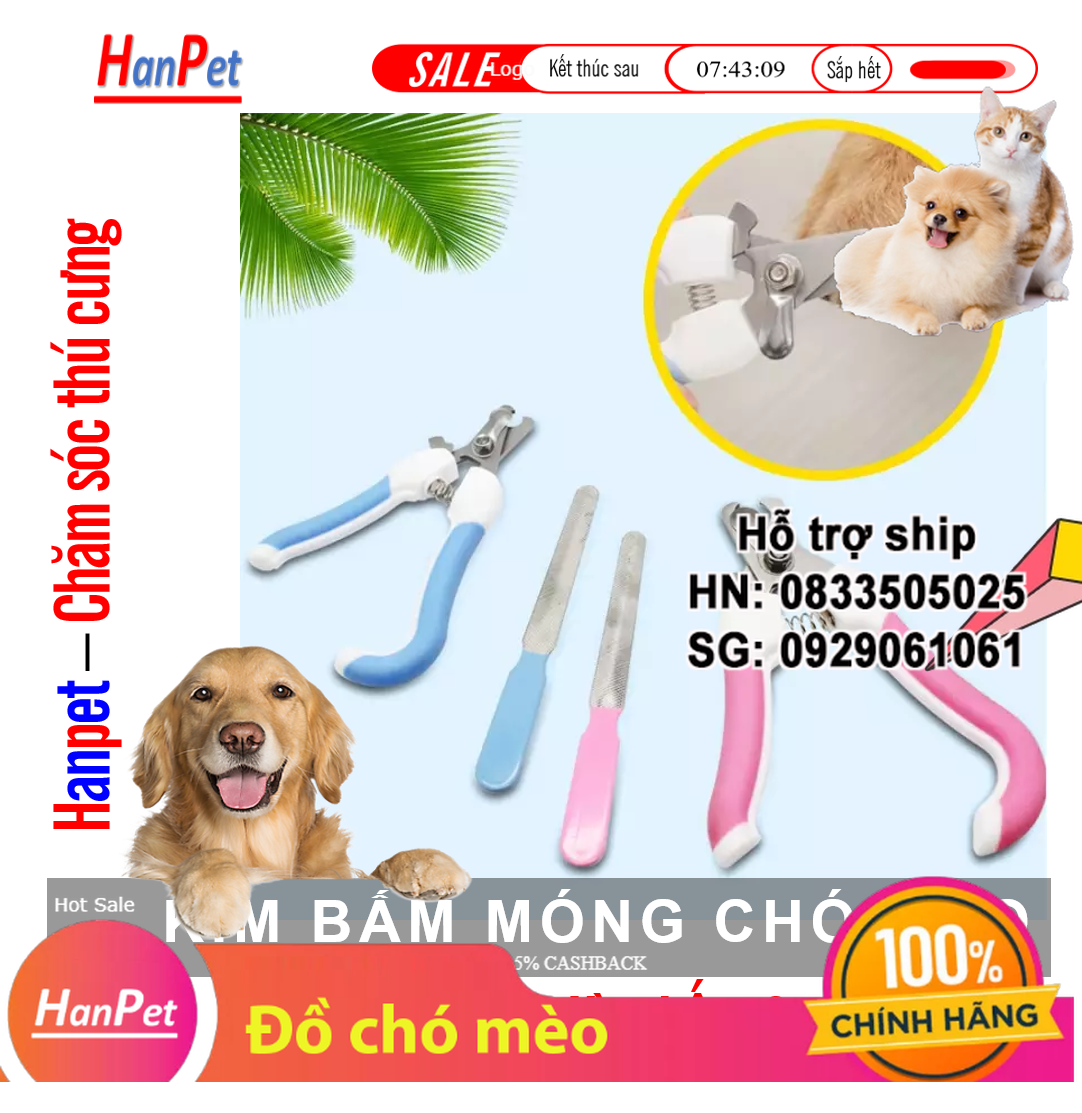 Hanpet - SP462 - Bộ Kìm bấm + giũa móng Chó mèo (2 SIZE) - dũa móng chó mèo ( 4711522) Bấm móng chó mèo / Cắ