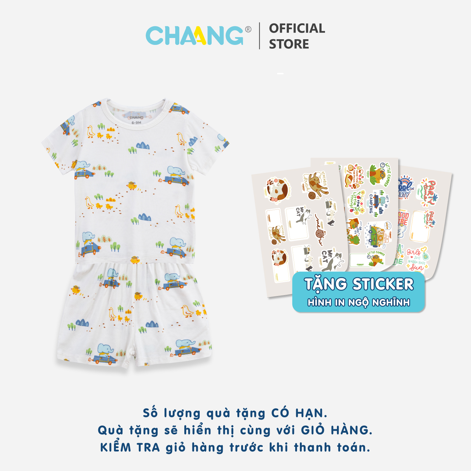 [CHAANG] Bộ quần áo cộc cúc vai Spring Chaang