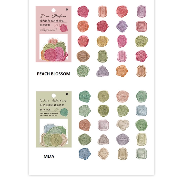 Infeel.me Miếng dán sticker trang trí sổ tay hình con dấu (40 miếng)