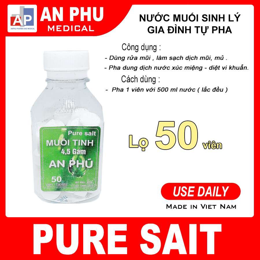 Viên muối tự pha - viên muối sinh lý an phú - lọ 50 viên