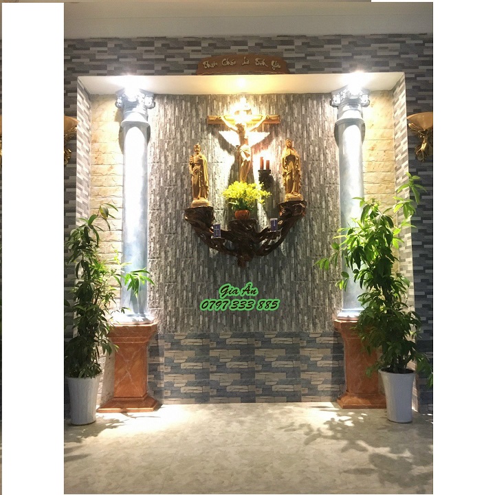 bàn thờ Công Giáo mẫu liền gỗ gõ đỏ LB6
