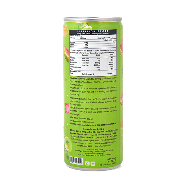 [HCM]NƯỚC ÉP ỔI  EZOS SASCO (THÙNG 30 LON)