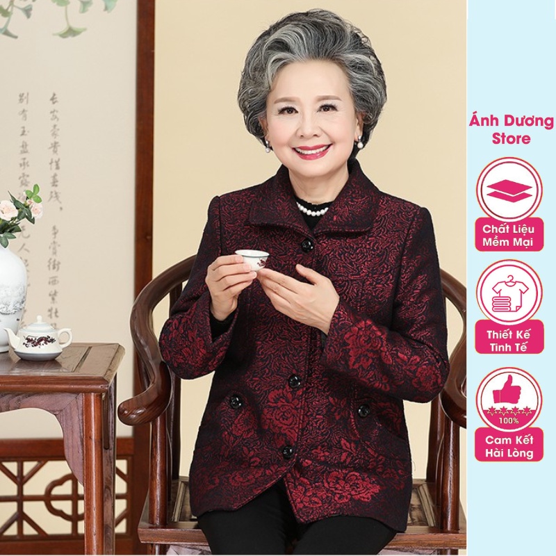 Áo khoác cho người già trong lót vải lụa siêu dày, siêu ấm