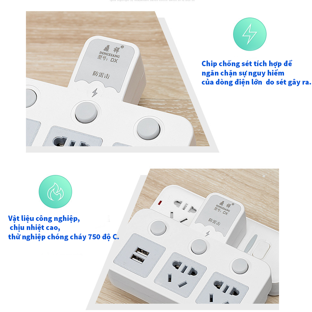 Smart power outlet - 2-pin power plug - Induction nightlight power socket - Multi-function usb power outlet - Heat-resistant electrical outlet with separate switch