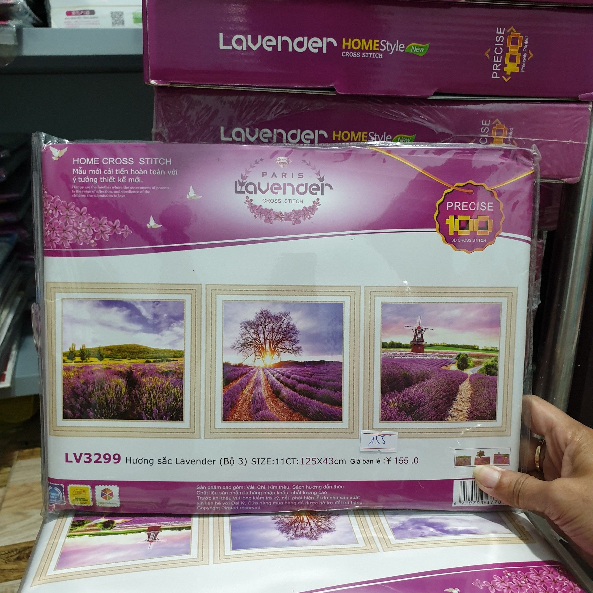 [HCM]Tranh thêu chữ thập hương sắc Lavender LV3299 - kích thước 125 * 43