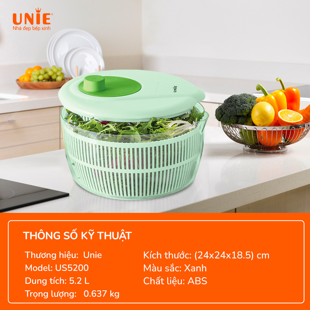 Rổ quay rau ly tâm Unie US5200