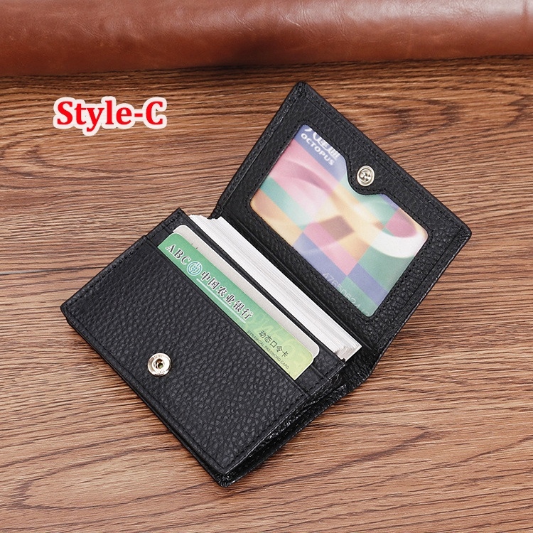 ▧ Luxury Fashion Black Genuine Leather Card Wallets Men Credit Card Holders Women Card ID Holder Male Organizer Business Card Holder 4 Style