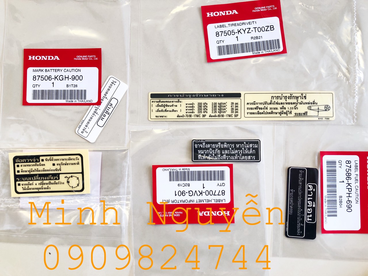 Tem thông số wave Thái chính hãng honda