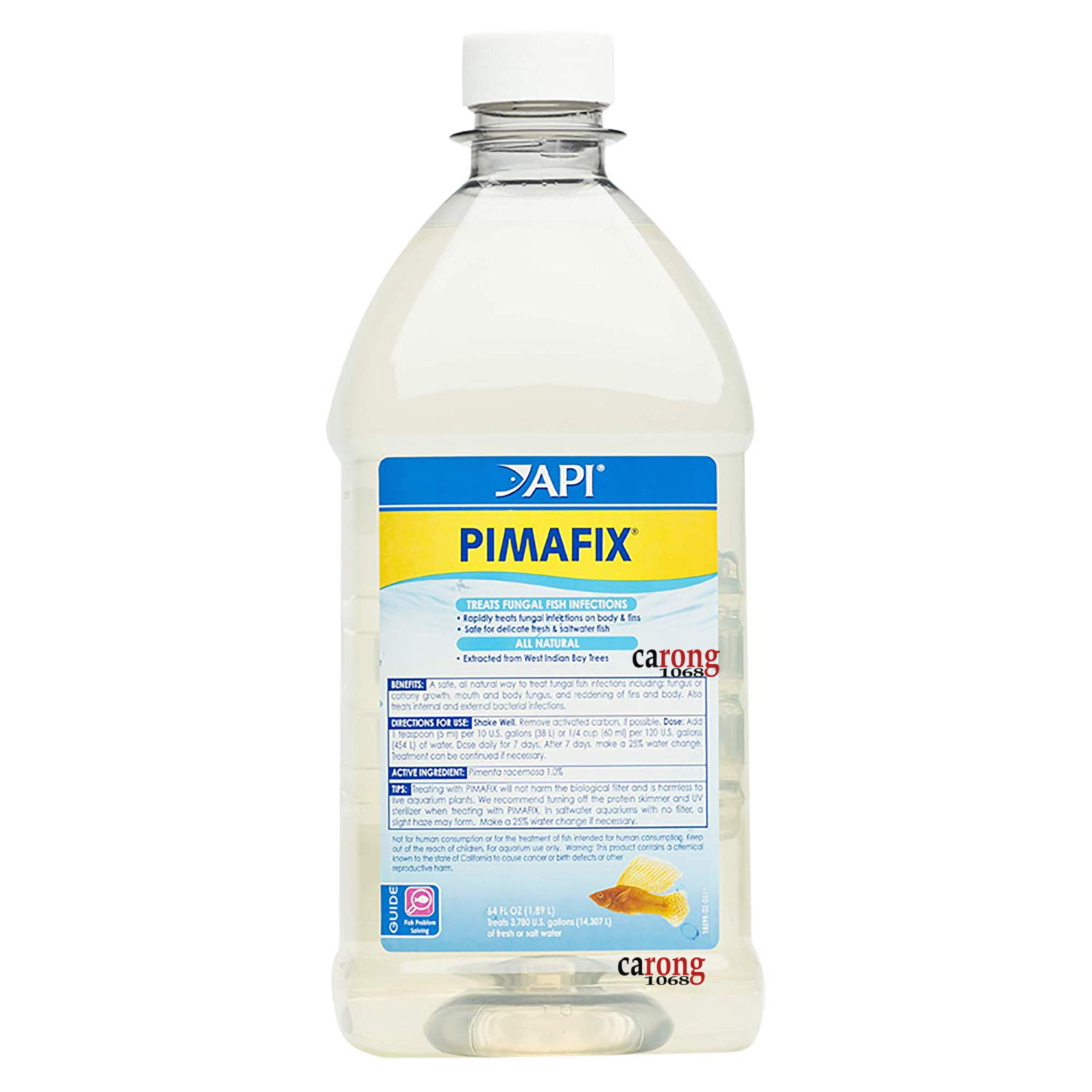 API Pimafix 1890ml chống nhiễm các loại nấm ở cá cảnh. Cá bị Nấm ký sinh, nấm trăng, nấm mốc, nấm thân, nấm miệng, nấm râu, nấm mang. Do chất lượng nước hồ cá kém, hoặc do thời tiết thay đổi