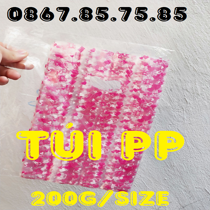 200G Túi Xốp PP Trong, Nilon Họa Tiết Đẹp Ngẫu Nhiên, Đủ Size