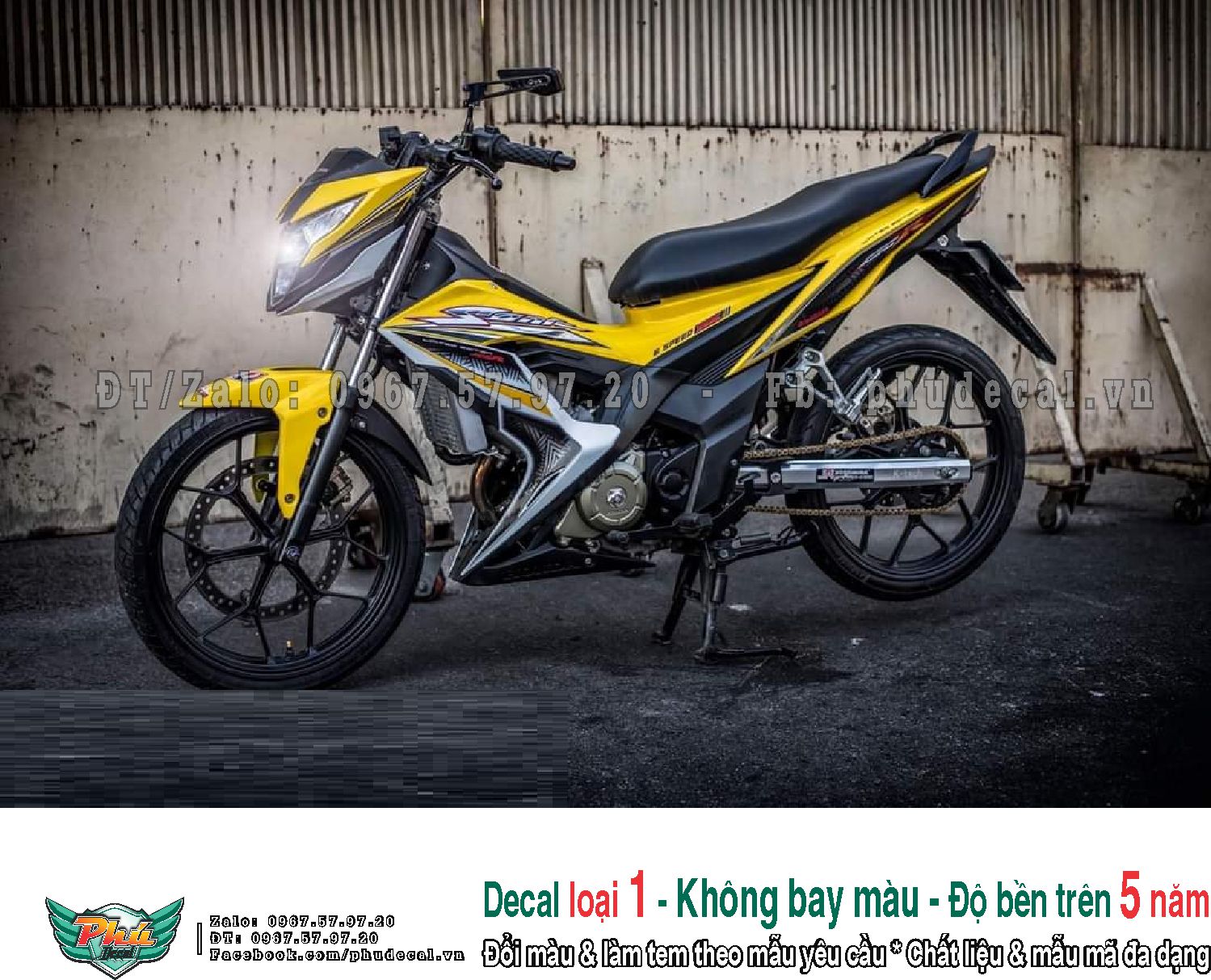 Tem rời xe Sonic vàng đen Mới