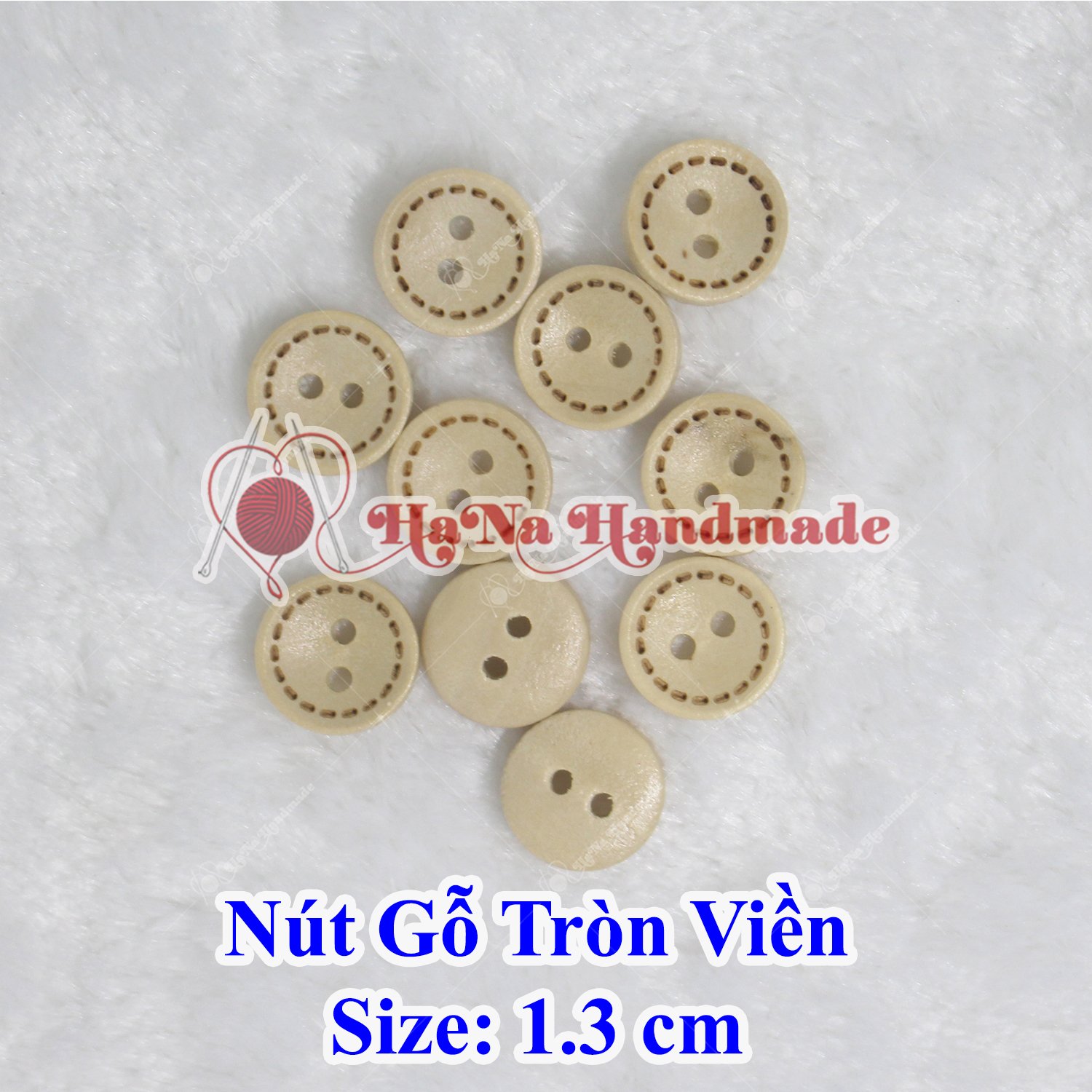 Nút gỗ tròn viền nâu kem