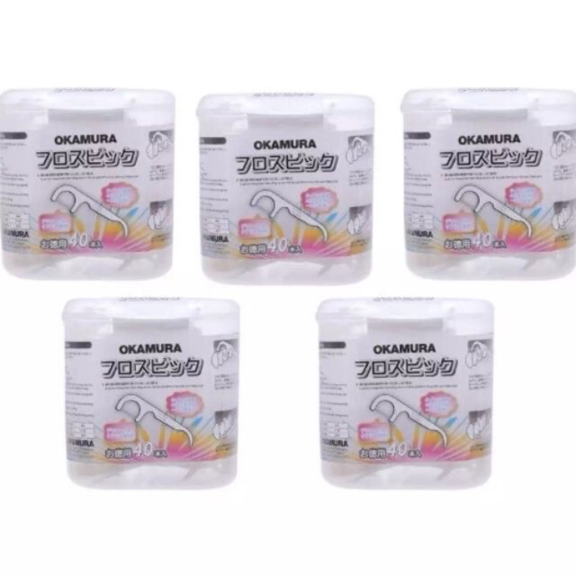 Combo 5 hộp tăm chỉ nha khoa okamura cao cấp Nhật Bản Okamura 40 cây