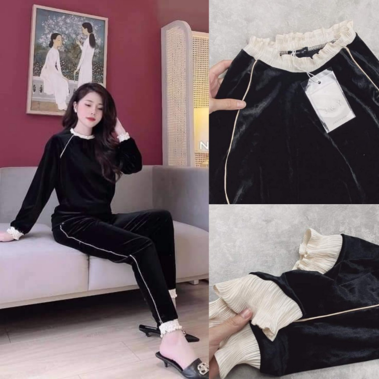 Đồ Bộ Nữ Mặc Nhà - Set Bộ Dài Tay Thu Đông Chất Vải Tuyết Nhung Mềm Mịn, Mùa Đông Mặc Ấm Áp FA33