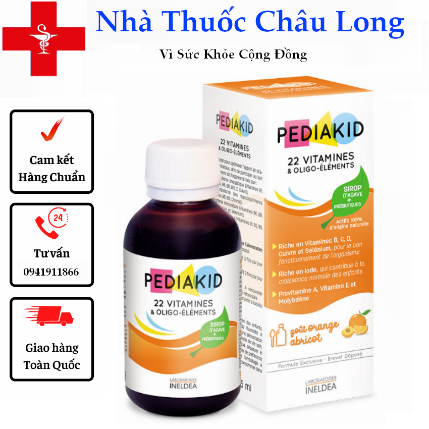 [Mẫu Mới Lọ Thủy Tinh] Pediakid 22 vitamin , Imuno Fort , Transitdoux - Hàng nội địa