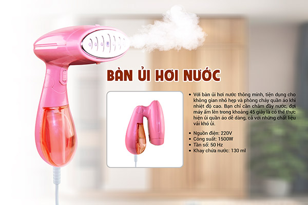 [HCM]Bàn Là Hơi Nước Dùng Bàn Ủi Hơi Nước Loại Nào Tốt. Bàn Ủi Hơi Nước Cầm Tay CMD Màu Hồng KW-001 Bàn Là Hơi Nước gấp gọn tiện dụng.