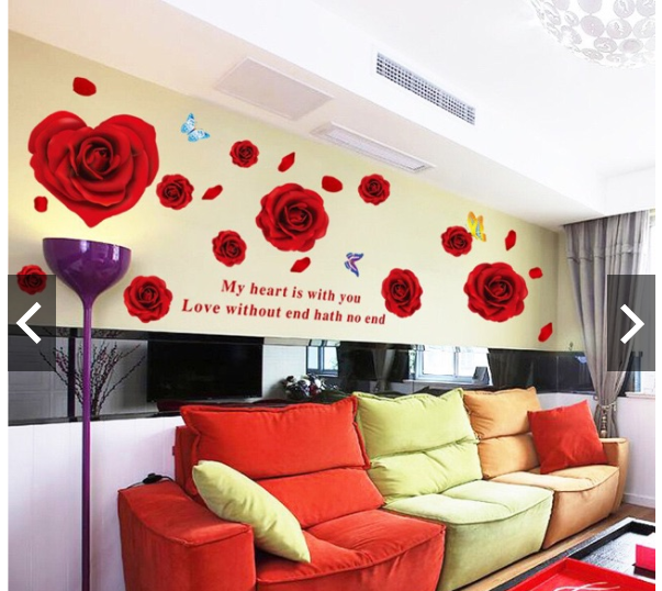 Red Rose Heart Wall Decal